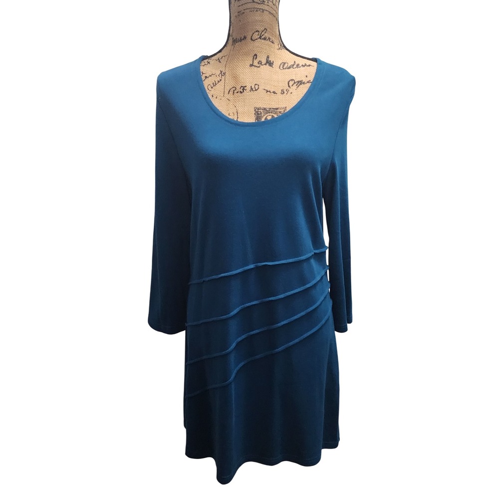 NorthStyle Teal Blue Ruched Sleeve‎ Tunic Dress Size L